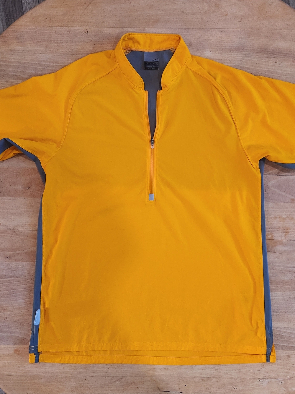 Nike Men's Yellow Half-Zip Performance Polo with Gray Accents